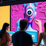 **"A diverse group of people collaborating creatively, using AI tools on large screens, surrounded by vibrant colors and modern design elements, symbolizing the synergy between human creativity and artificial intelligence."** (This visualizes the AI as a creativity catalyst concept.)