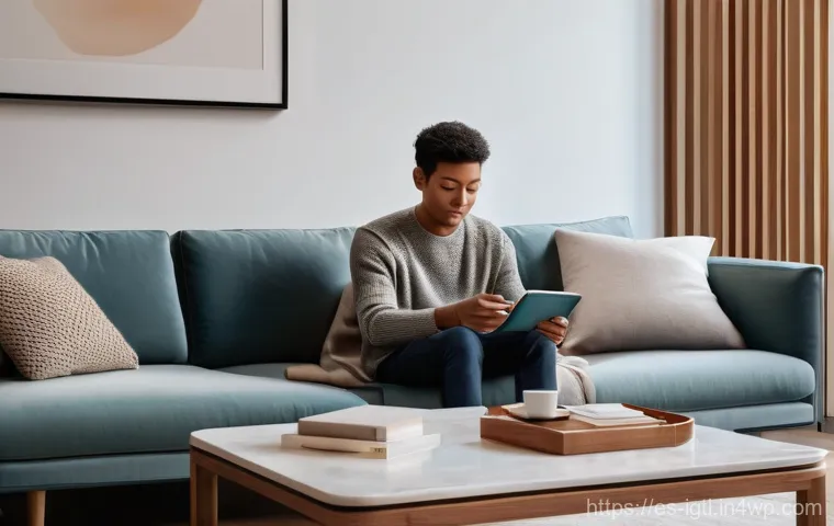 디지털 컴패니언십의 기술 통합 전략 - **Prompt 1: The Supportive Voice in a Smart Home**
    A warmly lit, modern living room at dusk, fea...