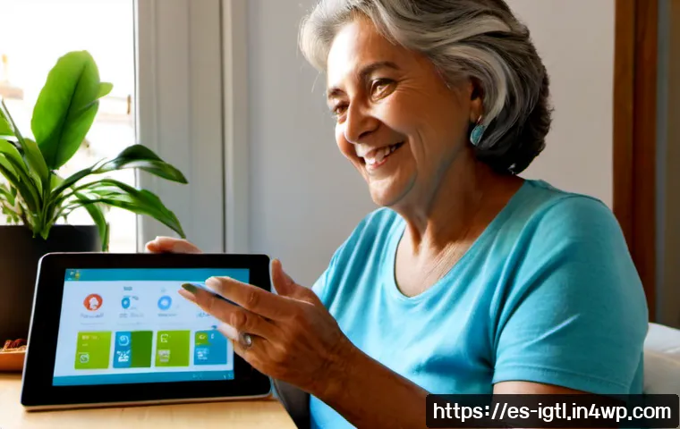 Home 17 디지털 컴패니언십의 인사이트와 데이터 - Photorealistic lifestyle scene of a cheerful Spanish senior woman in a bright Barcelona apartment, c...
